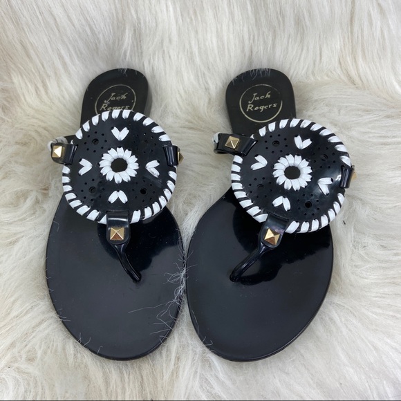 Jack Rogers black & white plastic sandals 5 - Picture 1 of 5